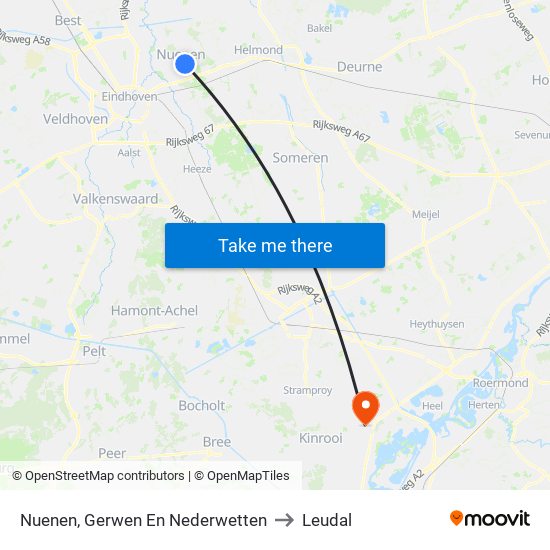 Nuenen, Gerwen En Nederwetten to Leudal map