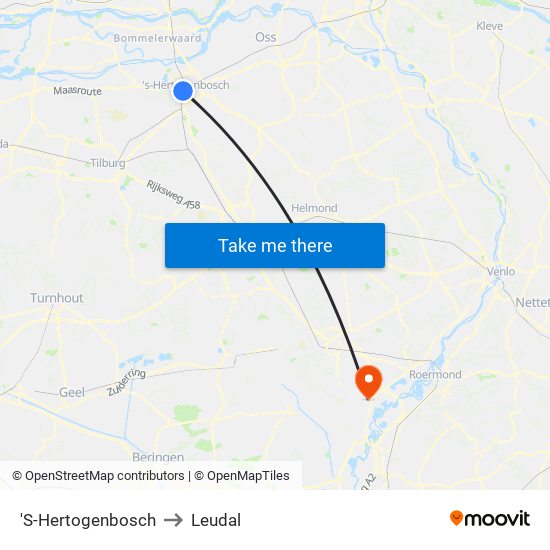 'S-Hertogenbosch to Leudal map