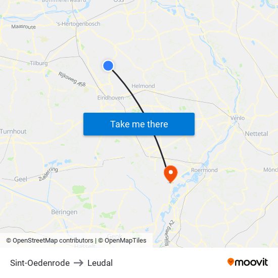 Sint-Oedenrode to Leudal map