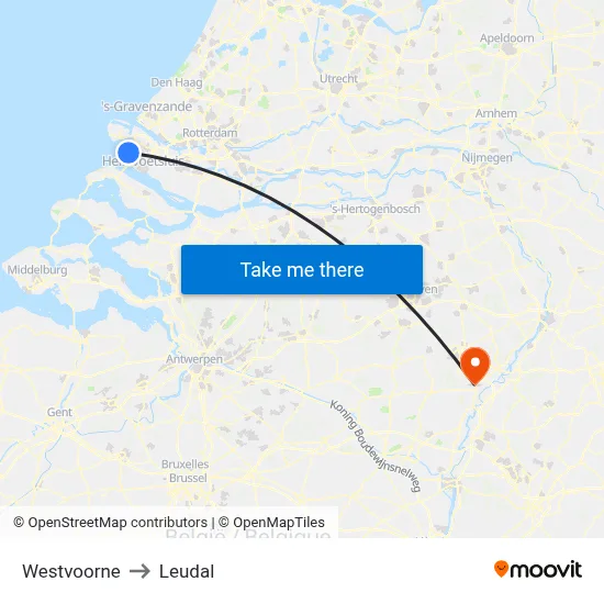 Westvoorne to Leudal map