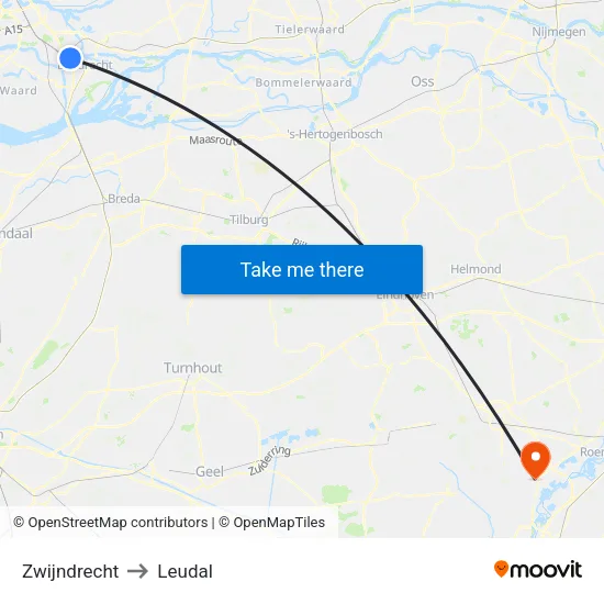 Zwijndrecht to Leudal map