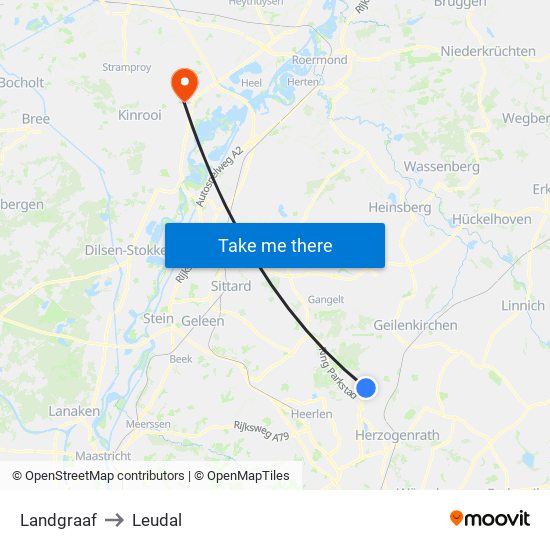 Landgraaf to Leudal map