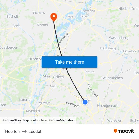 Heerlen to Leudal map