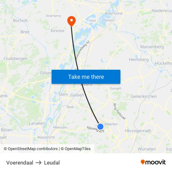 Voerendaal to Leudal map