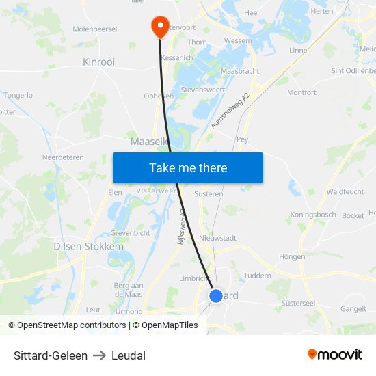 Sittard-Geleen to Leudal map