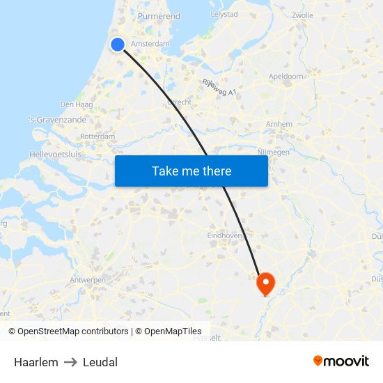 Haarlem to Leudal map