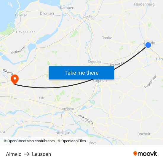 Almelo to Leusden map