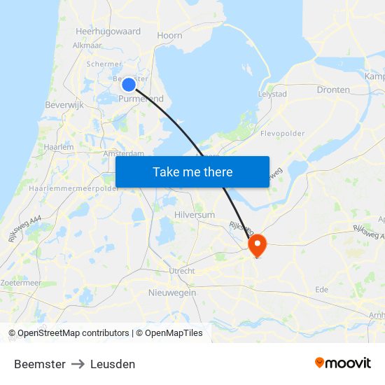Beemster to Leusden map