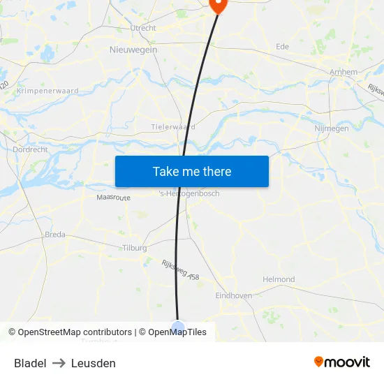 Bladel to Leusden map