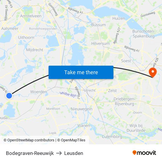 Bodegraven-Reeuwijk to Leusden map