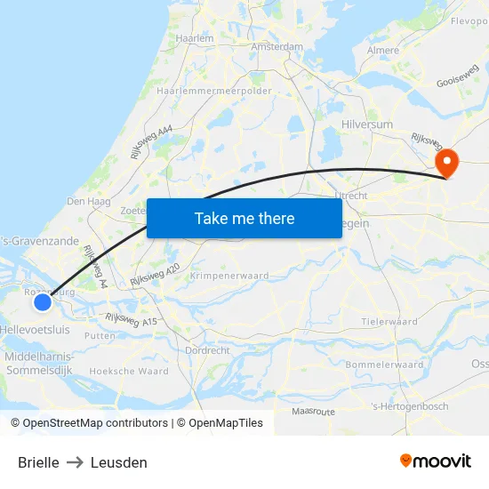 Brielle to Leusden map
