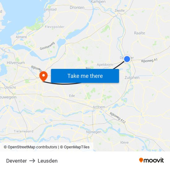 Deventer to Leusden map
