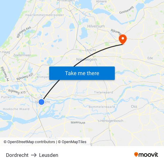 Dordrecht to Leusden map