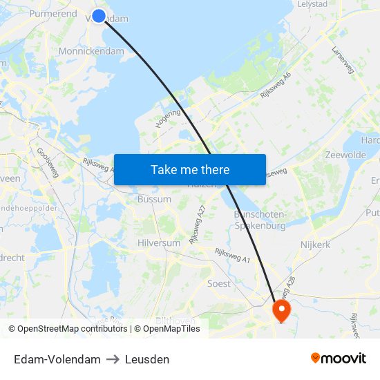 Edam-Volendam to Leusden map