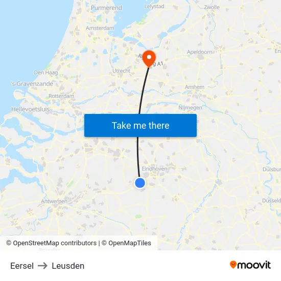 Eersel to Leusden map