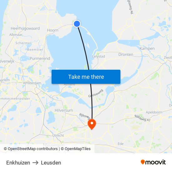 Enkhuizen to Leusden map