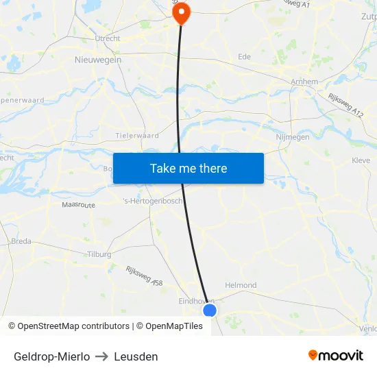 Geldrop-Mierlo to Leusden map