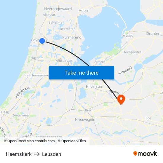 Heemskerk to Leusden map