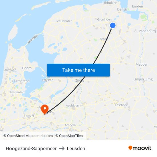 Hoogezand-Sappemeer to Leusden map