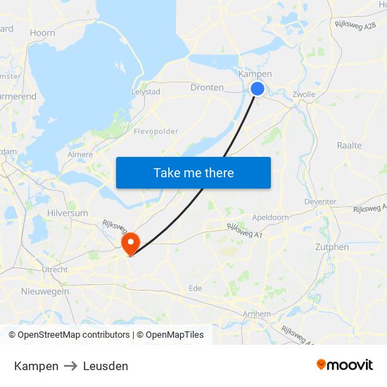 Kampen to Leusden map