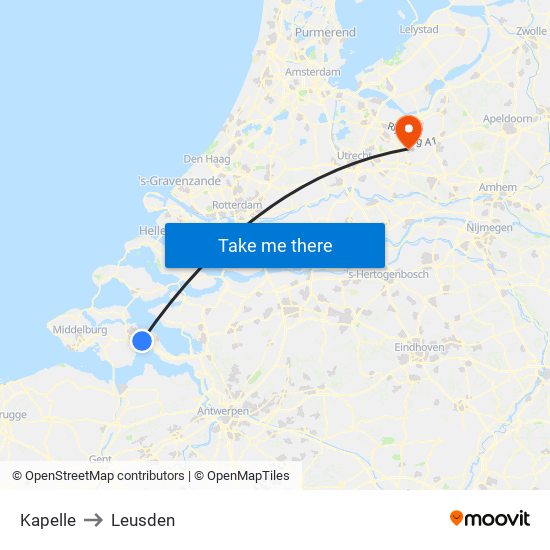 Kapelle to Leusden map