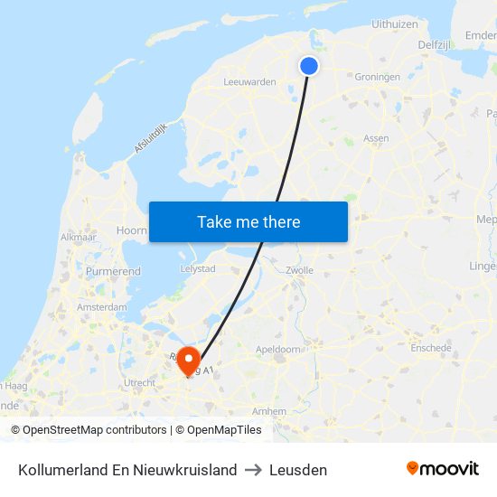 Kollumerland En Nieuwkruisland to Leusden map