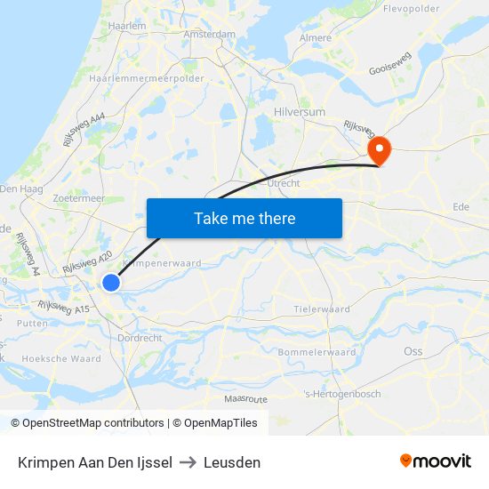 Krimpen Aan Den Ijssel to Leusden map