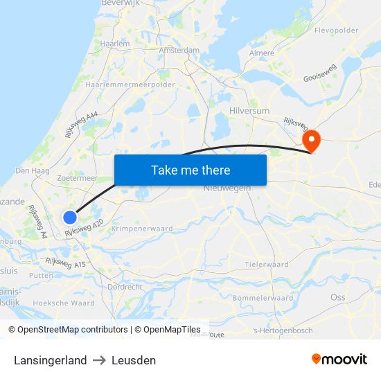 Lansingerland to Leusden map