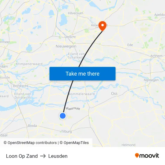 Loon Op Zand to Leusden map