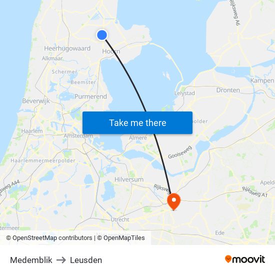 Medemblik to Leusden map