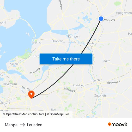 Meppel to Leusden map