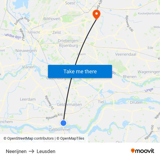 Neerijnen to Leusden map