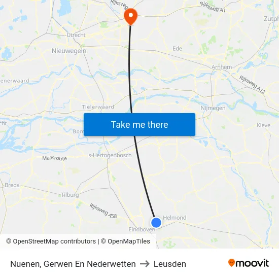 Nuenen, Gerwen En Nederwetten to Leusden map