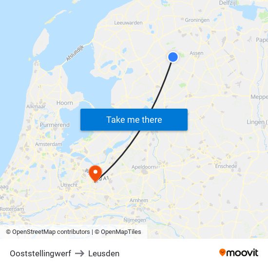 Ooststellingwerf to Leusden map