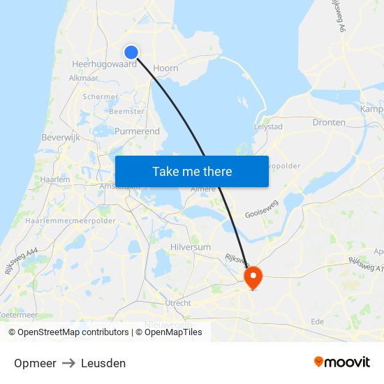 Opmeer to Leusden map