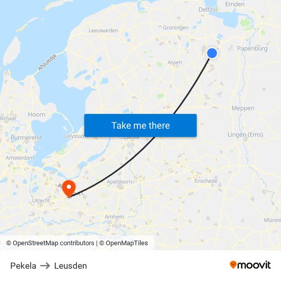 Pekela to Leusden map