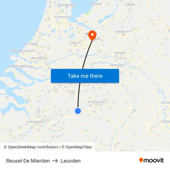 Reusel-De Mierden to Leusden map