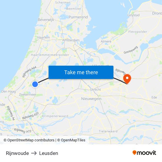 Rijnwoude to Leusden map