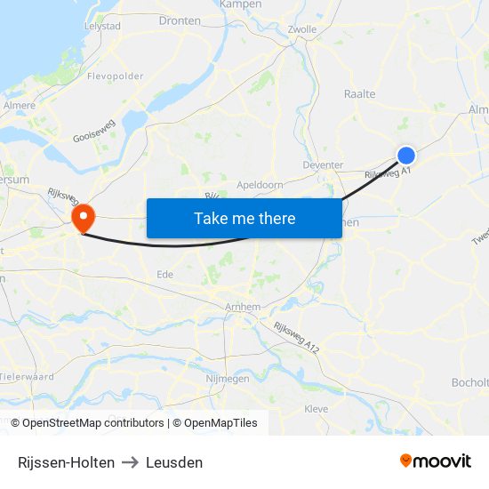 Rijssen-Holten to Leusden map