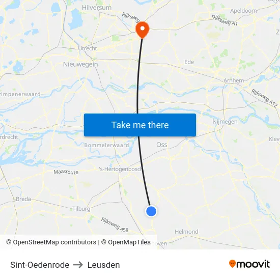Sint-Oedenrode to Leusden map