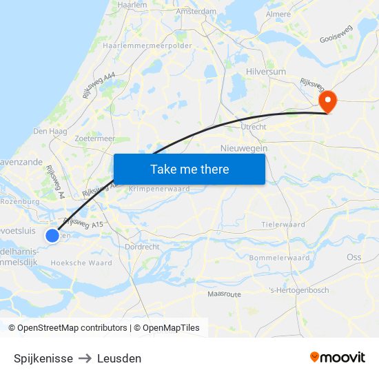 Spijkenisse to Leusden map