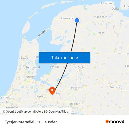 Tytsjerksteradiel to Leusden map