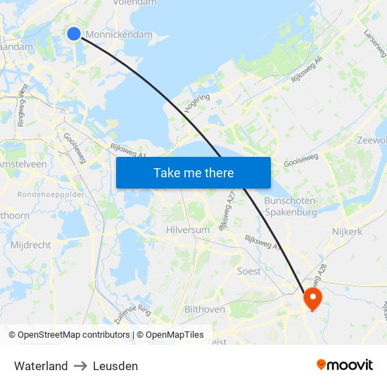 Waterland to Leusden map