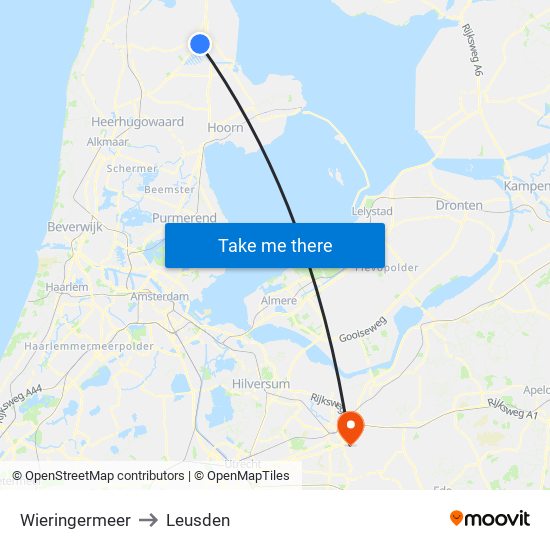 Wieringermeer to Leusden map