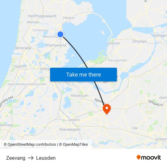 Zeevang to Leusden map