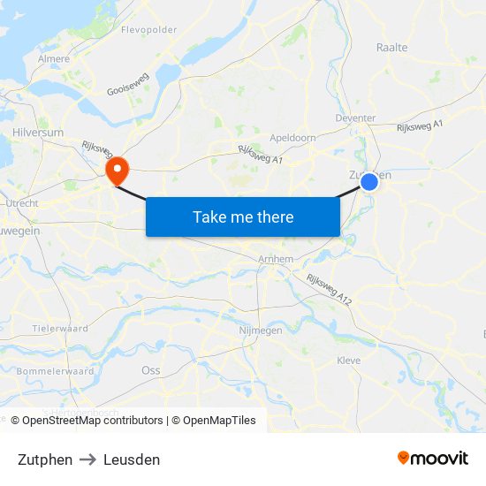 Zutphen to Leusden map