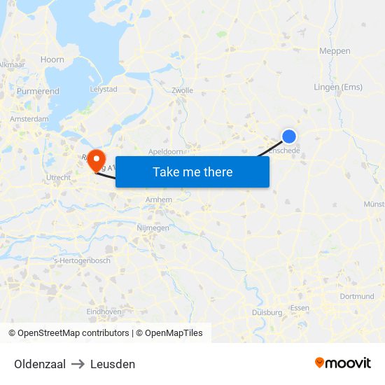 Oldenzaal to Leusden map