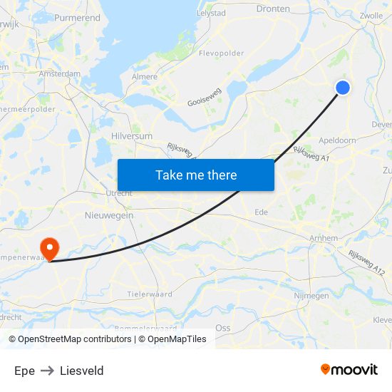 Epe to Liesveld map