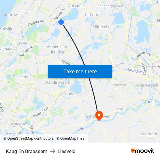 Kaag En Braassem to Liesveld map