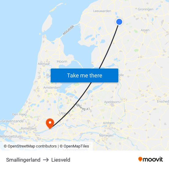 Smallingerland to Liesveld map